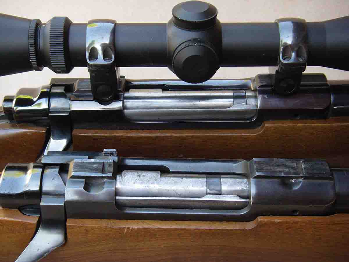 The Ruger M77 was offered in both (top) long- and (bottom) short-action lengths.